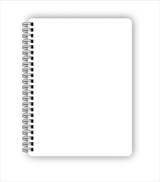 Vector realistic metal spiral vector blank notebook isolated on white