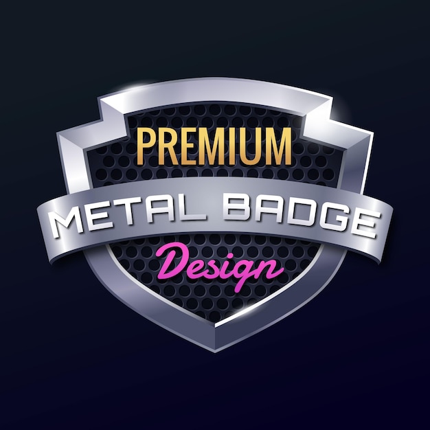 Realistic Metal Vector Badge with Editable Text