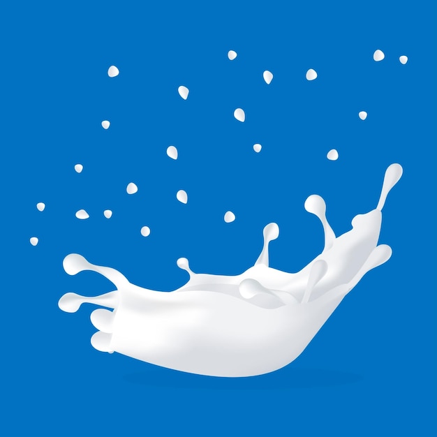 Realistic milk or yogurt splashes flowing cream