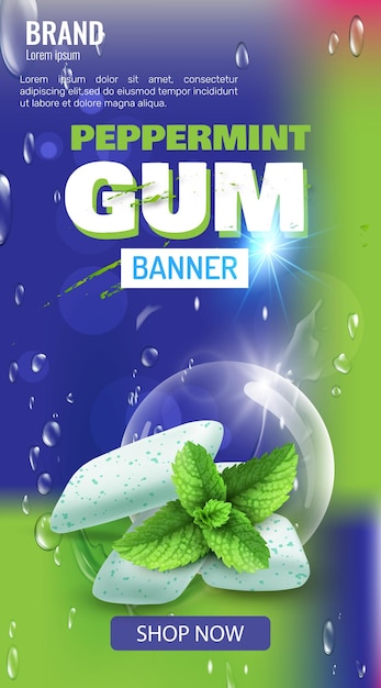 Realistic Mint Gum Poster