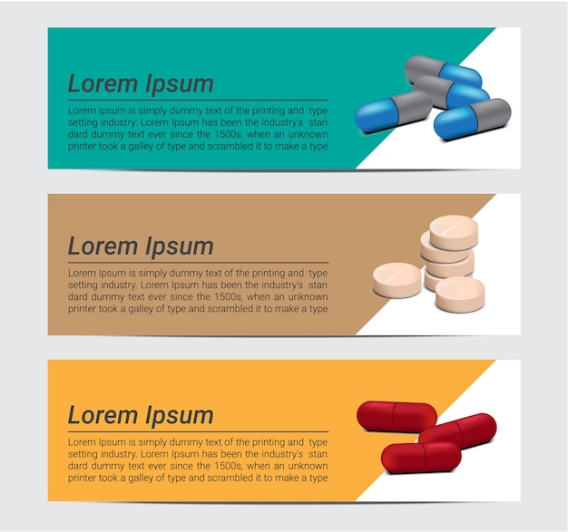 Realistic Mix Medicine Pills With Text Background Banner Vector 