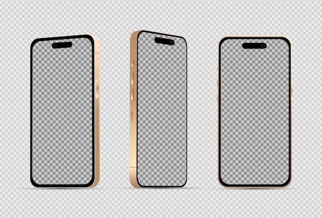 Realistic mocap without background gold mobile phone Vector