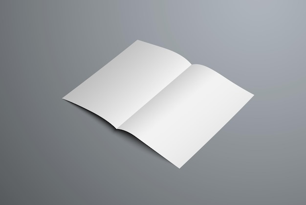 Vector realistic mockup of open bi-fold booklet. white blank letterhead template for design presentation. isolated on background.