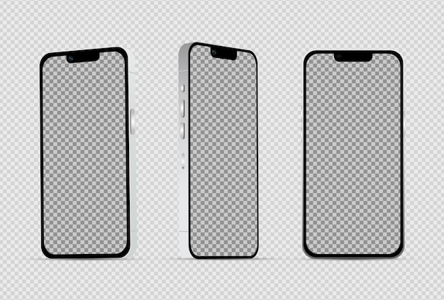 Realistic mockup without background white mobile phone Vector