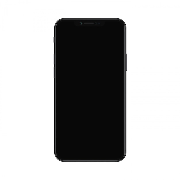 Realistic modern smartphone with off black screen   illustration