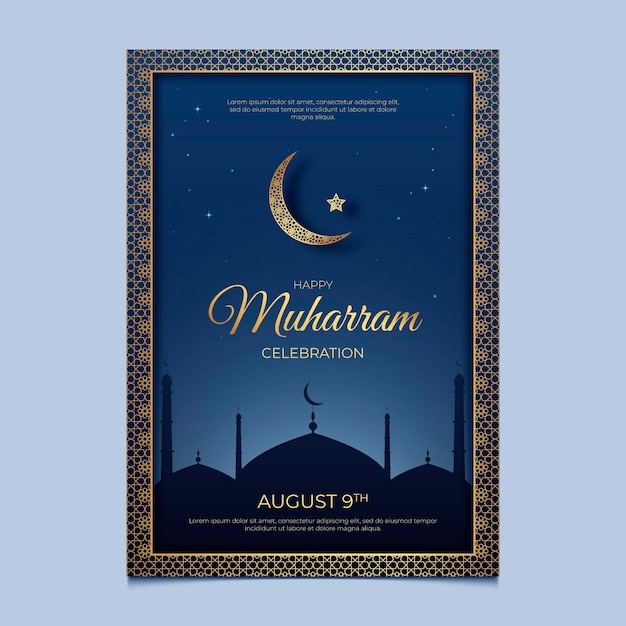 Realistic muharram vertical poster template