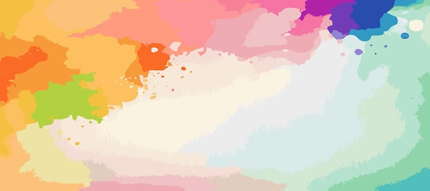 Realistic multicolored watercolor panoramic texture on a white background Vector