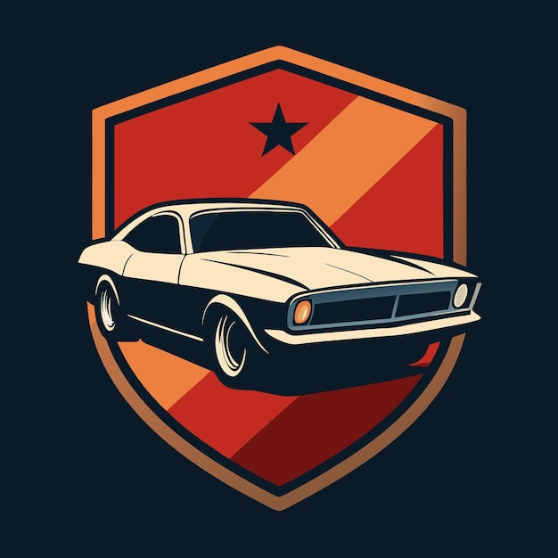 Realistic Muscle Car Sticker Art