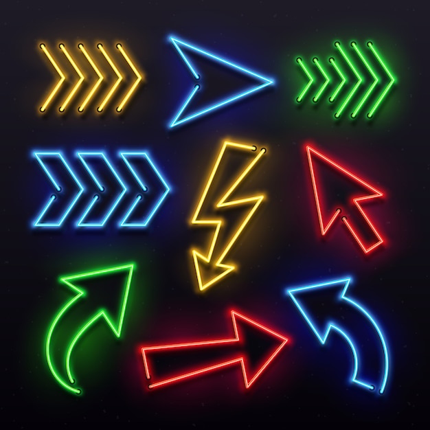 Realistic neon arrows