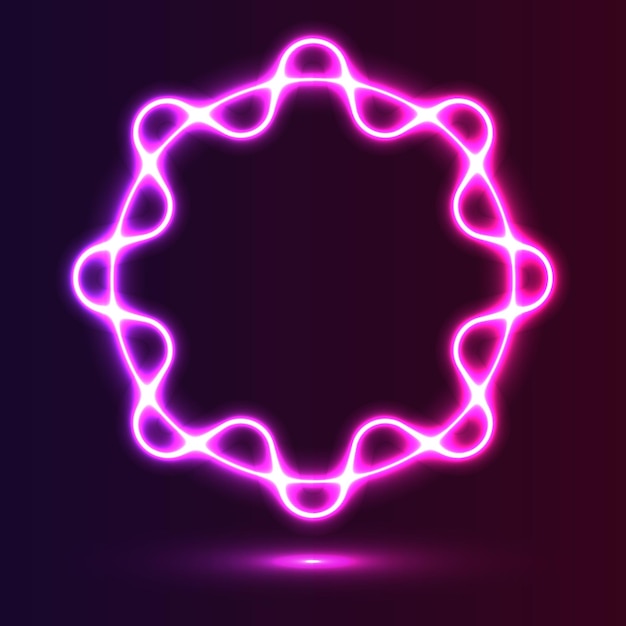 Realistic neon light effect geometric circle design