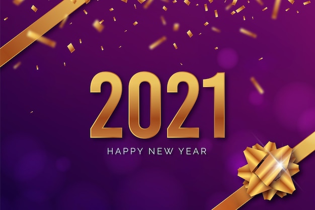 Realistic new year 2021 with ribbon