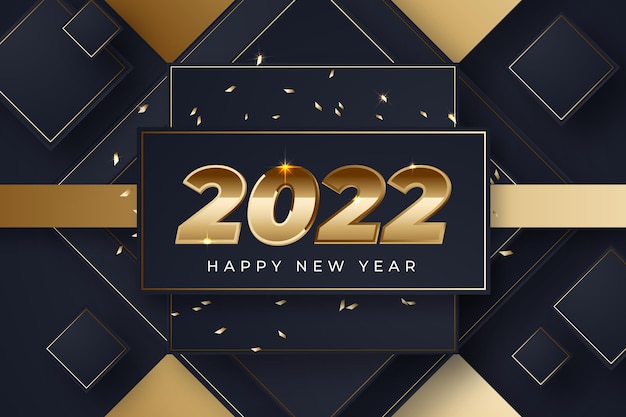 Realistic new year background with gold