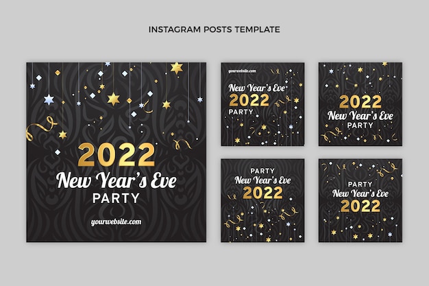 Realistic new year instagram posts collection