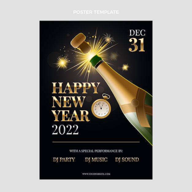 Realistic new year vertical poster template