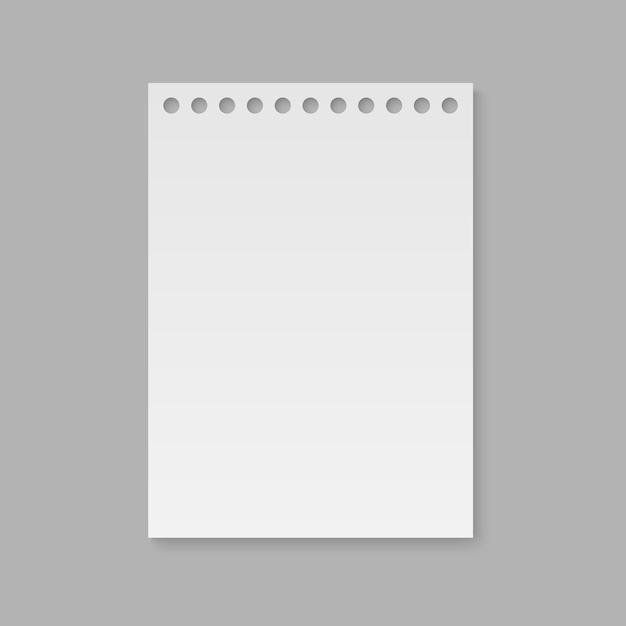 Vector realistic notebook paper page