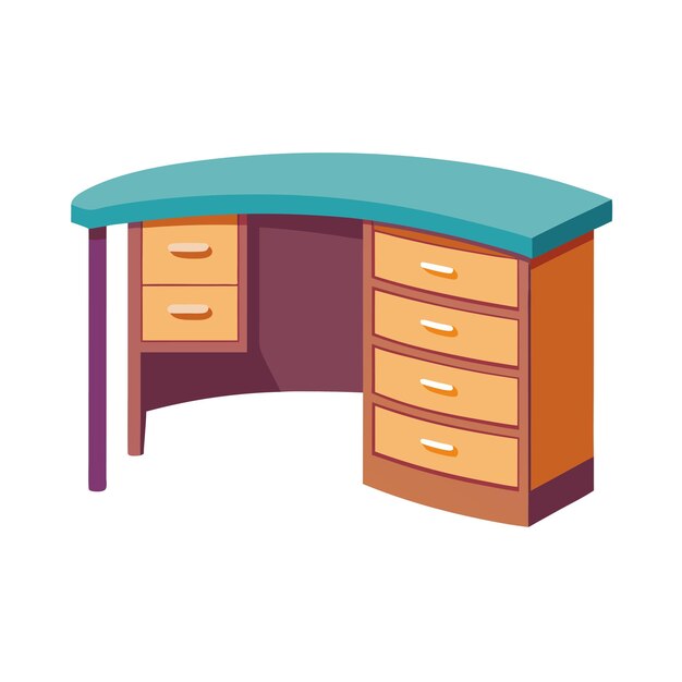 Realistic Office and Home Furniture Vector Illustration