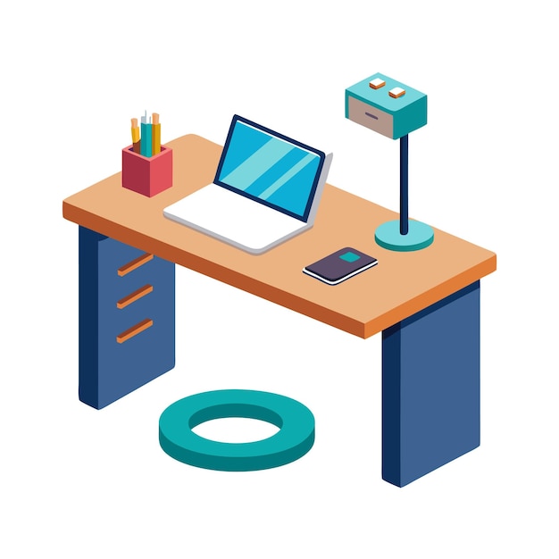 Realistic Office and Home Furniture Vector Illustration