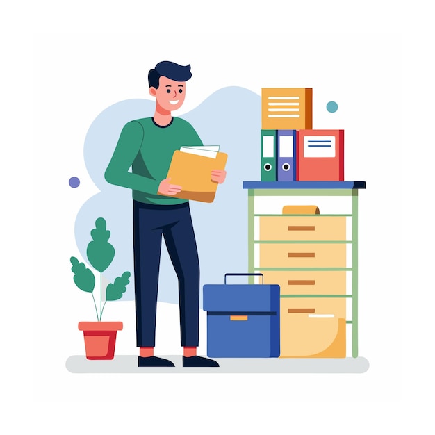 Realistic Office Moments Vector Illustration Concepts