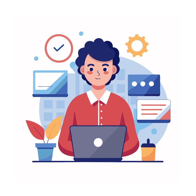 Realistic Office Moments Vector Illustration Concepts