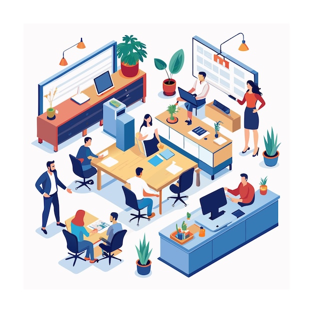 Realistic Office Moments Vector Illustration Concepts