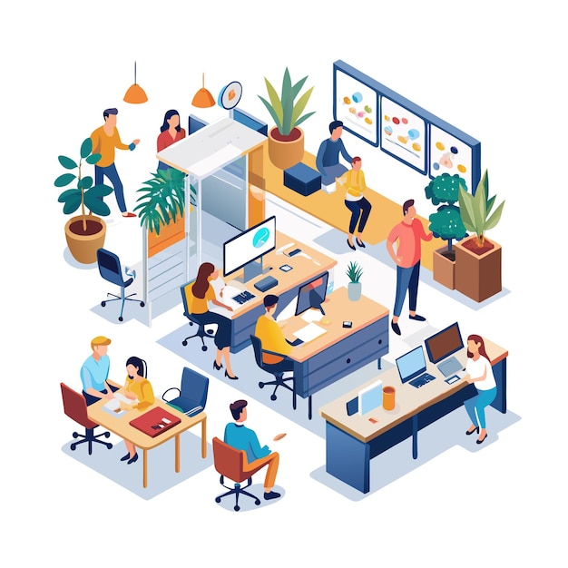 Realistic Office Moments Vector Illustration Concepts