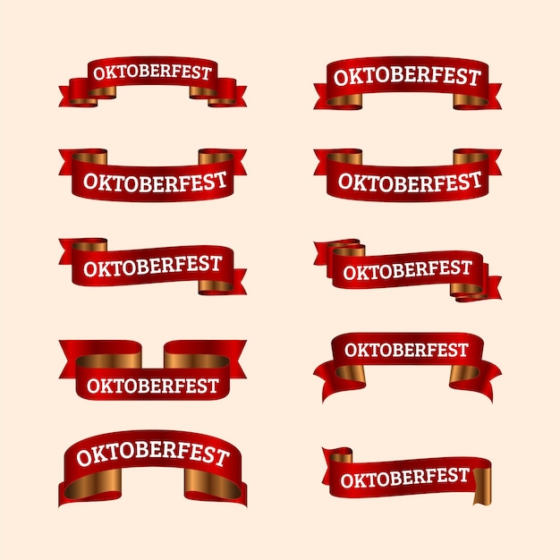 Realistic oktoberfest ribbons collection