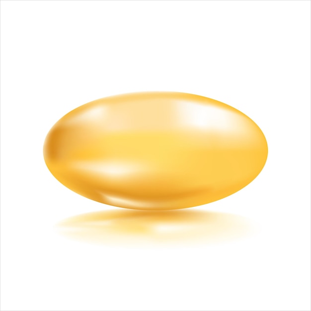 Realistic omega-3 gel capsule, fish oil, collagen essence, vitamin A, E.