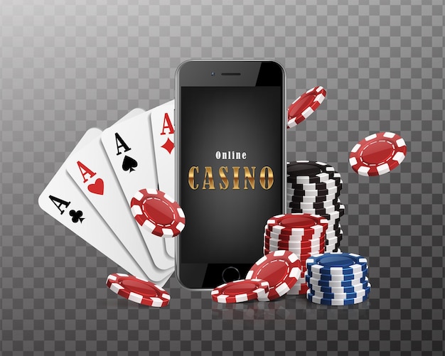 realistic online casino app or mobile banner with chips and axes