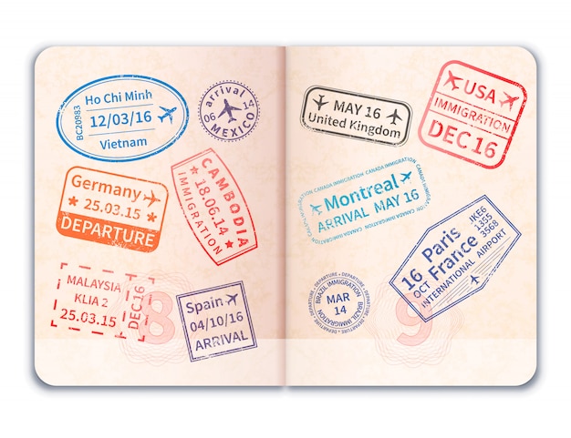 Realistic open foreign passport