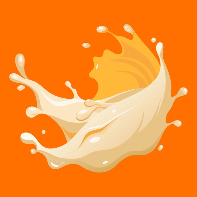 Realistic Orange Background with Realistic Milk Splash