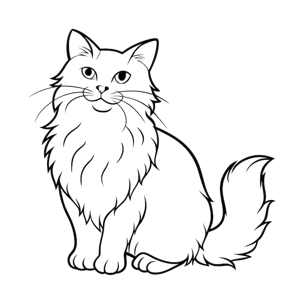 Realistic Outline Vector Illustration of Popular Pet Cat