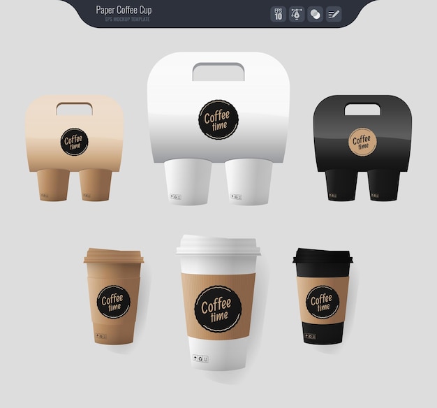 Vector realistic paper coffee cup mock up