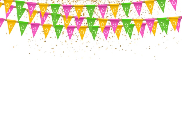 Realistic party flags with easter eggs design