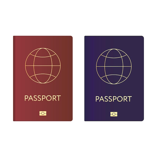 Realistic passport cover red and blue color Vector