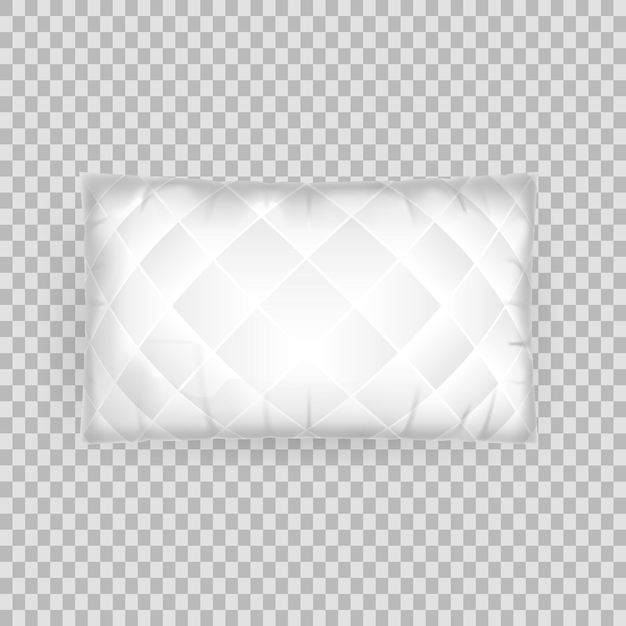 Realistic pattern template white pillow Empty white pillow square shape