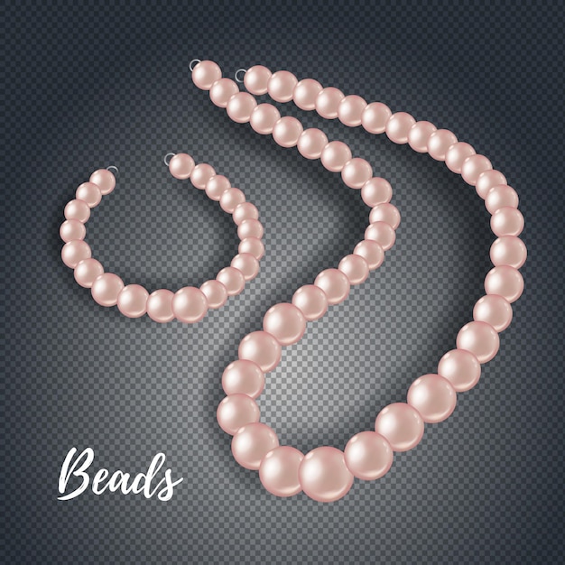 Realistic pearl necklace with bracelet