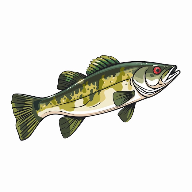 Vector realistic pike perch fish vector illustration isolated on white background