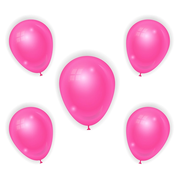 Realistic pink balloons illustration on isolated background