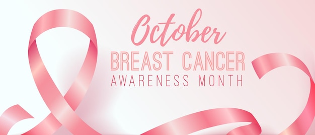 Realistic pink ribbon october breast cancer awareness month