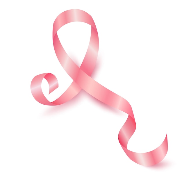 Realistic pink ribbon october breast cancer awareness month