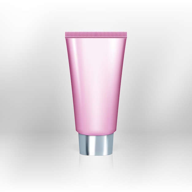 Realistic Pink Tube Of Cream With Chrome Cap