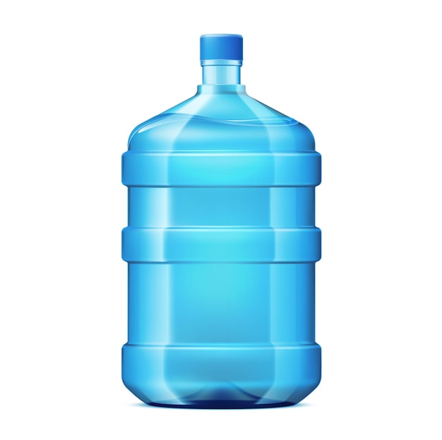  realistic plastic bottle for office or home water cooler for delivery design. Fresh drink recycle container. Blank clean mineral water packaging design.