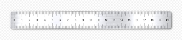 Realistic plastic ruler with measurement scale and divisions measure marks School ruler centimeter and inch scale for length measuring Office supplies Vector illustration