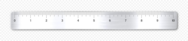 Vector realistic plastic ruler with measurement scale and divisions measure marks school ruler centimeter and inch scale for length measuring office supplies vector illustration