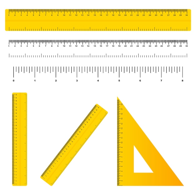 Vector realistic plastic rulers measuring scales with divisions scale for measuringvector illustration