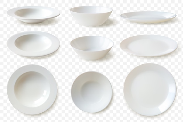 Realistic plates set illustration