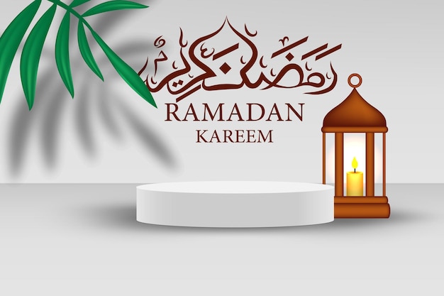 Realistic podium background ramadan concept 3D vector