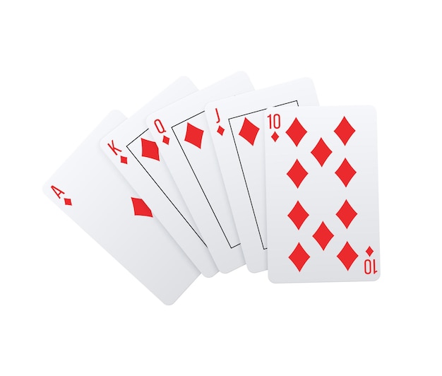 Realistic poker combination with diamonds royal flush