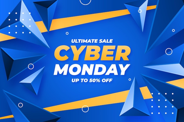 Realistic polygonal cyber monday background