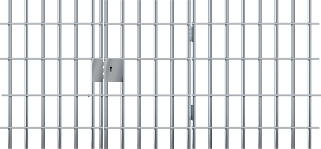 Realistic prison metal bars prison fence jail iron jail cage template design for criminal or